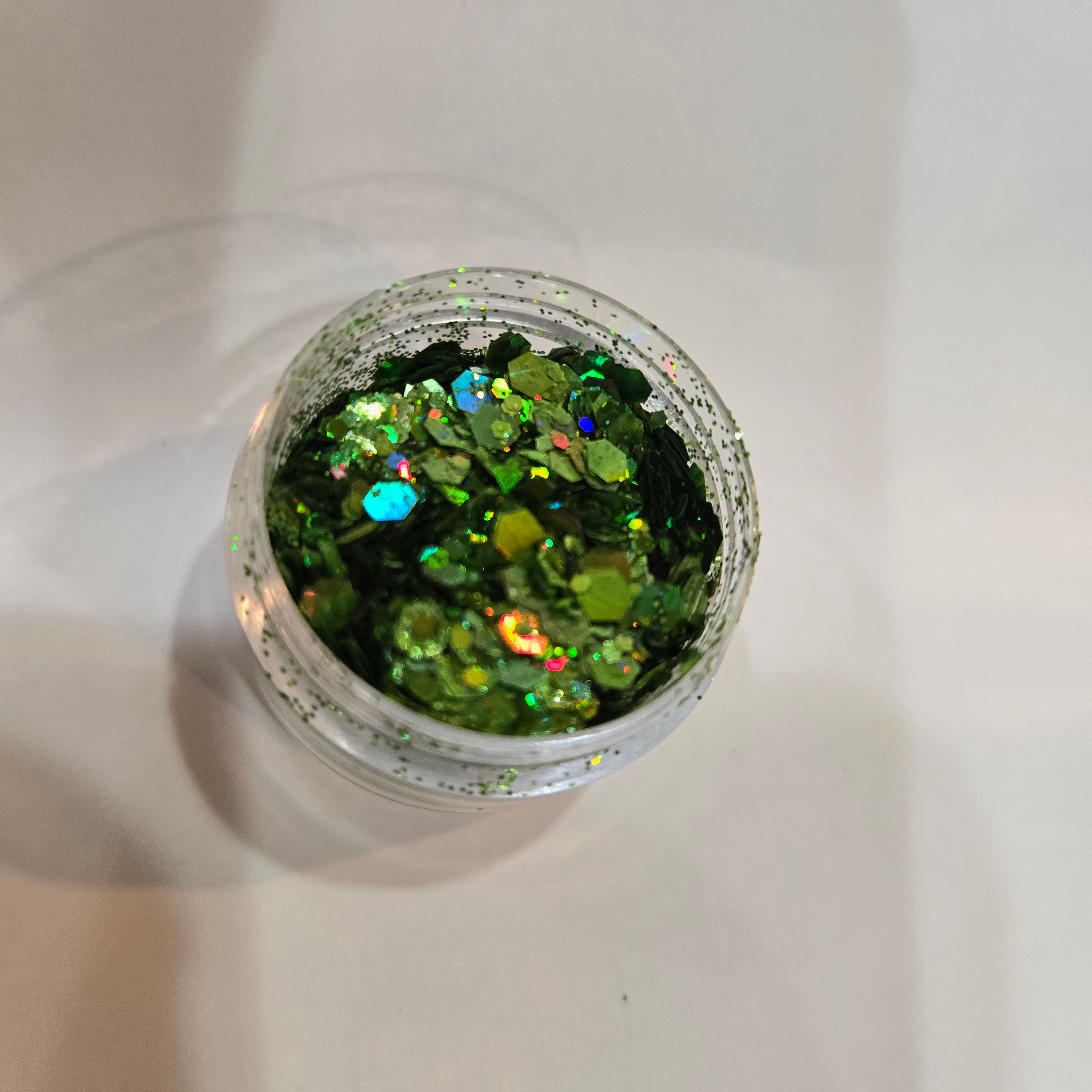 Cosmic dark green chunky glitter